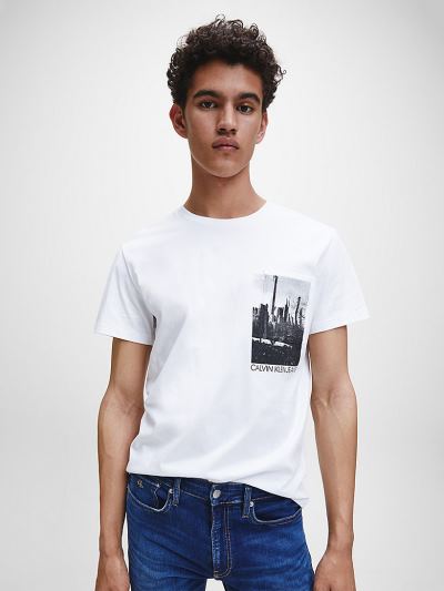 Calvin Klein Ruhák HU261676 | Calvin Klein New York Photo Print Férfi Póló Világos Fehér